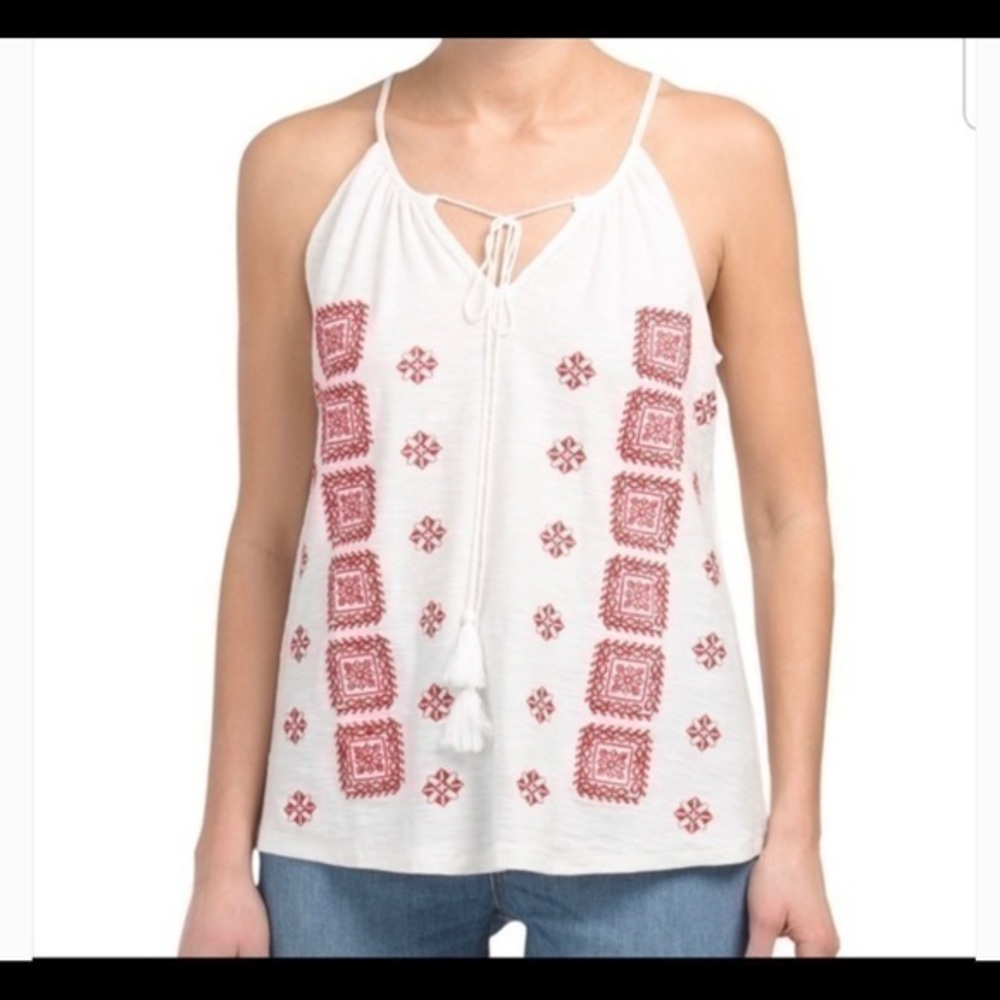 Solitaire Embroidered Bohemian Sleeveless Top NWT Sz L
